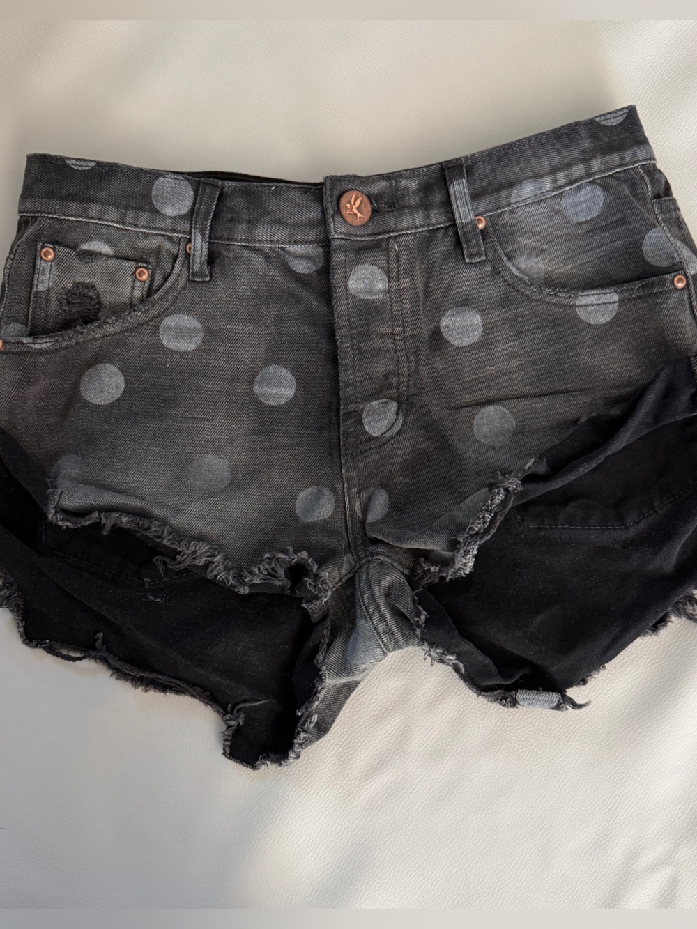 One Teaspoon Black Denim Shorts with Branded Copper Button size 27
